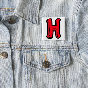 Bold Red Letter H Fun Alphabet 15 Cm Square Badge