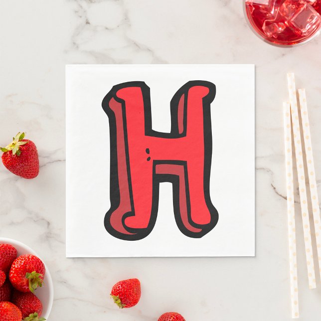 Bold Red Letter H Fun Alphabet Napkin (Creator Uploaded)