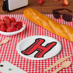 Bold Red Letter H Fun Alphabet Paper Plate