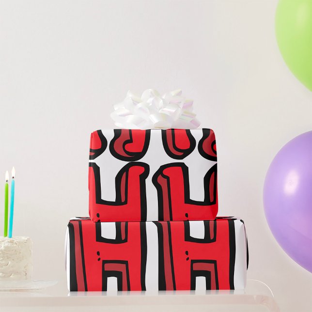 Bold Red Letter H Fun Alphabet Wrapping Paper (Creator Uploaded)