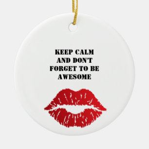 Bold Red Lips Aesthetic Ceramic Tree Decoration