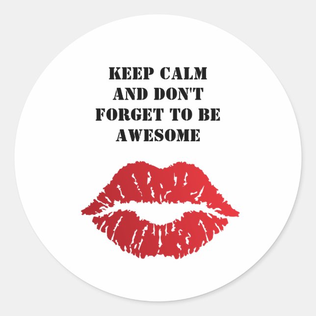 Bold Red Lips Aesthetic Classic Round Sticker (Front)