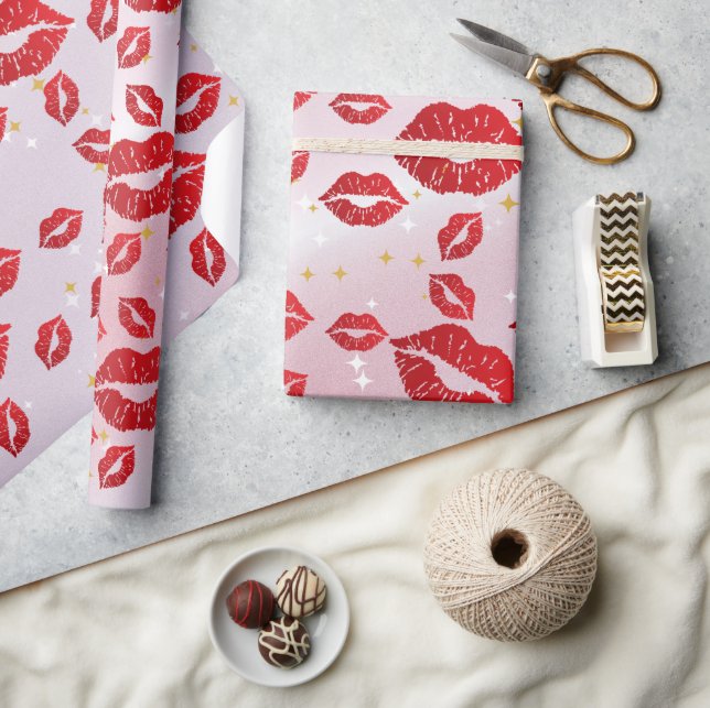 Bold Red Lips Aesthetic Wrapping Paper (Crafts)