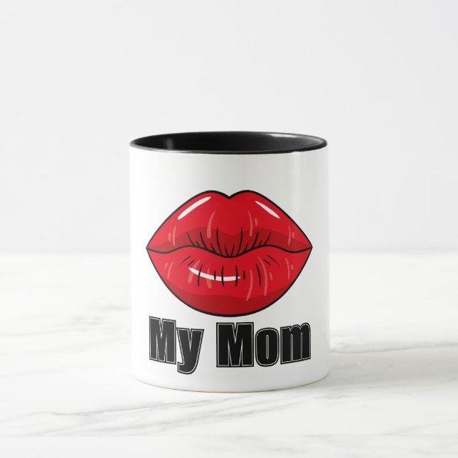 Bold Red Lips My Mum Mug  Fun  Stylish Gift (Center)