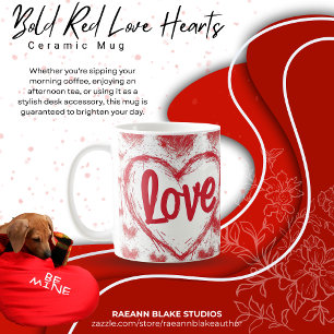 Bold Red Love Hearts Ceramic Mug