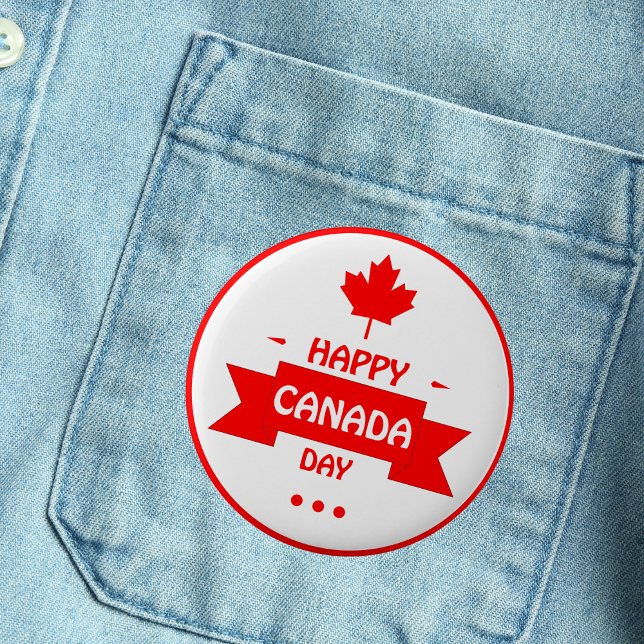 Bold Red Maple Leaf Happy Canada Day 6 Cm Round Badge (Creator Uploaded)