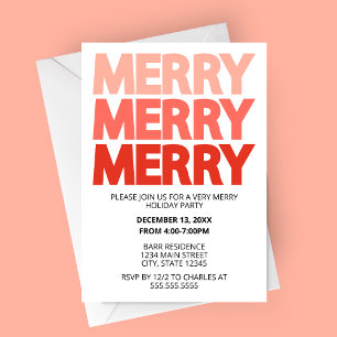 Bold Red Merry Holiday Party Invitation