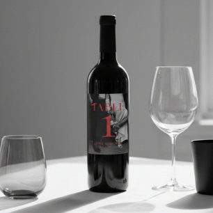 Bold Red Modern Black and White Photo Wedding  Wine Label