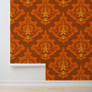 Bold Red Ornamental Pattern Wallpaper
