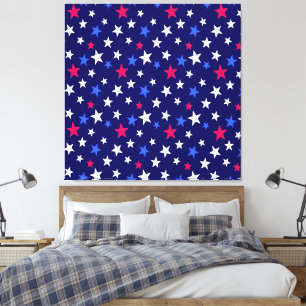 Bold Red, Patriotic Blue, and White Stars  Canvas Print