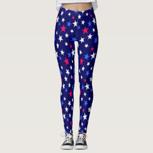 Bold Red, Patriotic Blue, and White Stars Leggings