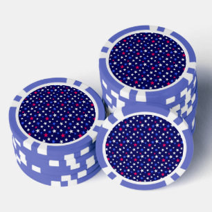 Bold Red, Patriotic Blue, and White Stars Poker Chips