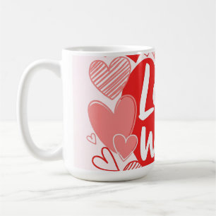 Bold Red Pink "Love is the Answer" Graphic Tee Coffee Mug