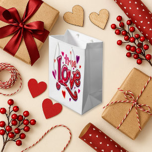Bold Red Pink Script True Love Small Gift Bag