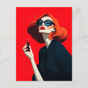 Bold Red Retro Glamour Postcard
