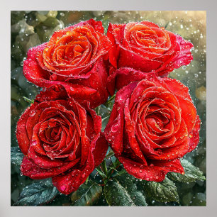 🌹 Bold Red Rose Bouquet For Romantic Spaces Poster