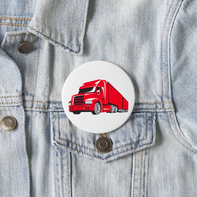 Bold Red Semi-Truck Big Rig Trucker  7.5 Cm Round Badge (Creator Uploaded)