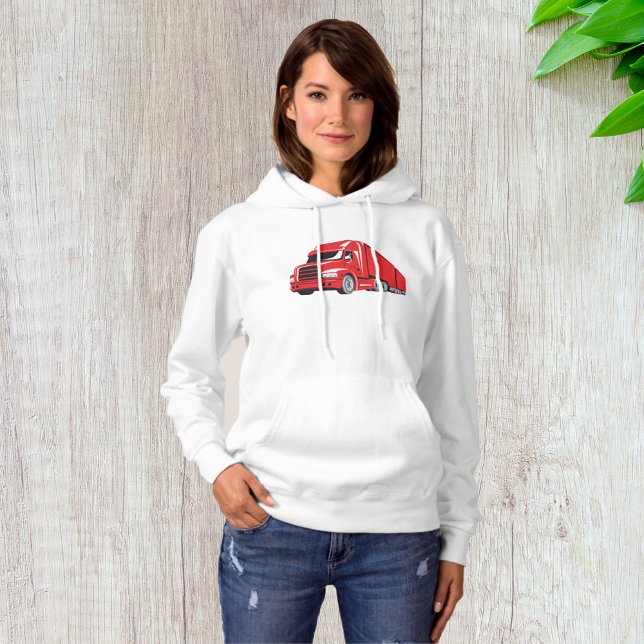 Bold Red Semi-Truck Big Rig Trucker  Hoodie (Creator Uploaded)