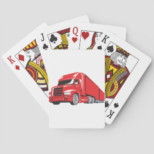 Bold Red Semi-Truck Big Rig Trucker Playing Cards