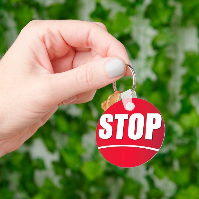 Bold Red Stop Sign Key Ring (Creator Uploaded)