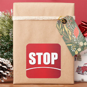 Bold Red Stop Sign Square Sticker