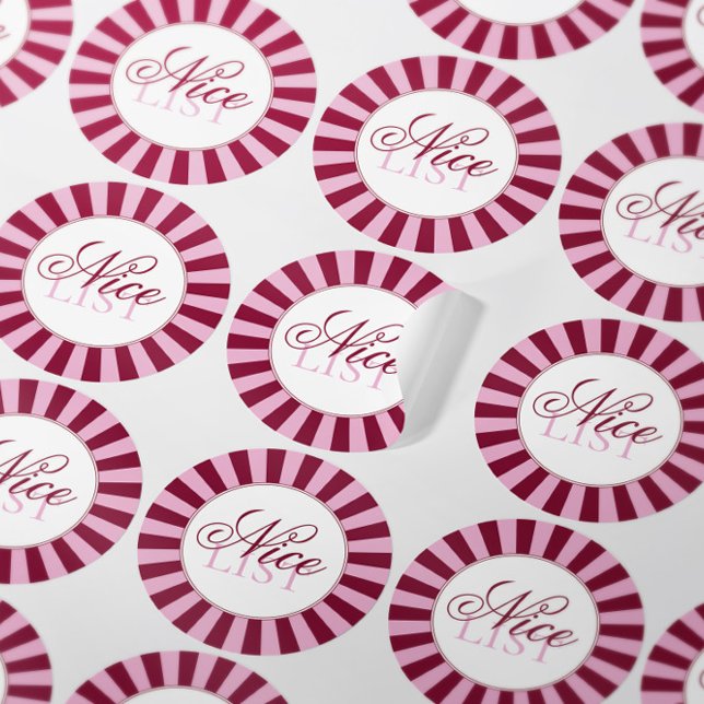 Bold red  stripe Nice list Christmas Party sticker (Creator Uploaded)