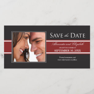 Bold Red Stripe Save the Date Announcement