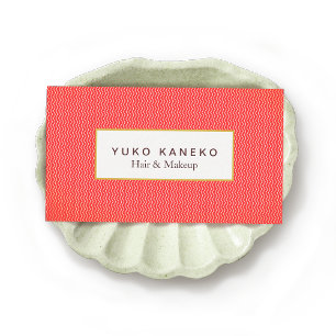 Bold Red Subtle Chevron Pattern Beauty Salon Business Card