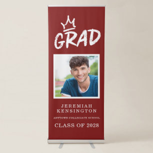 Bold Red Trendy Graduation Photo Retractable Banner