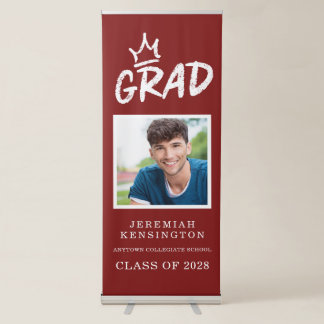 Bold Red Trendy Graduation Photo Retractable Banner
