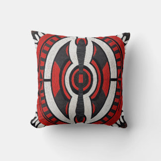 Bold Red Tribal Mosaic Pillow