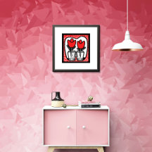 Bold Red Tulip Art in Modern Pop Style