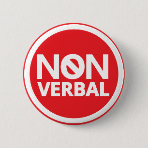 Bold Red Typography Prohibited Symbol Non Verbal 6 Cm Round Badge