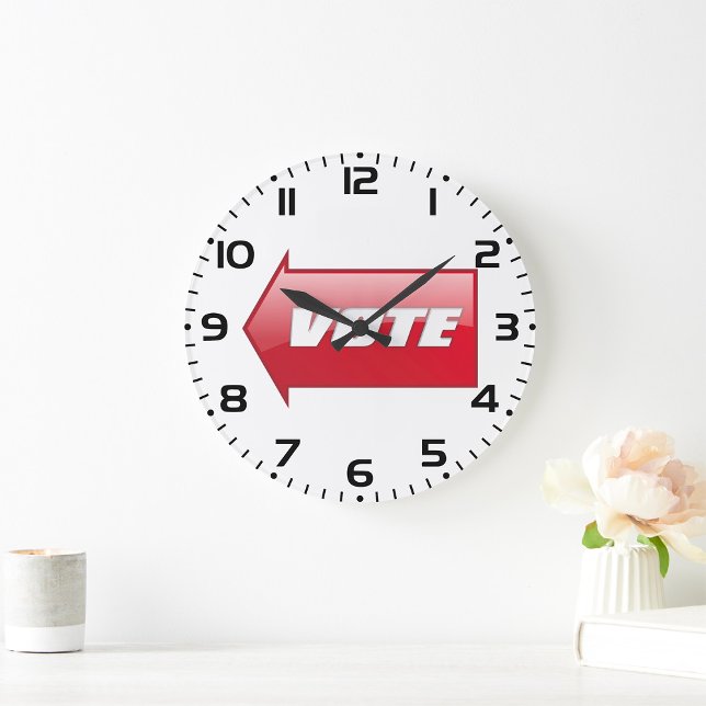 Bold Red Vote Arrow Sign Election Campaign Voting  Large Clock (Creator Uploaded)