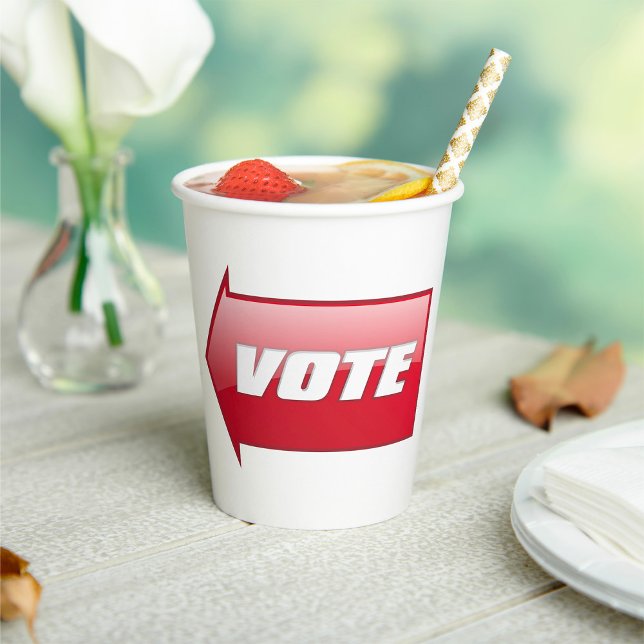 Bold Red Vote Arrow Sign Election Campaign Voting  Paper Cups (Creator Uploaded)