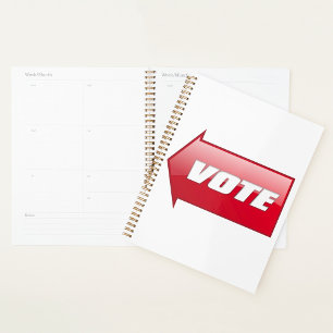 Bold Red Vote Arrow Sign Election Campaign Voting  Planner
