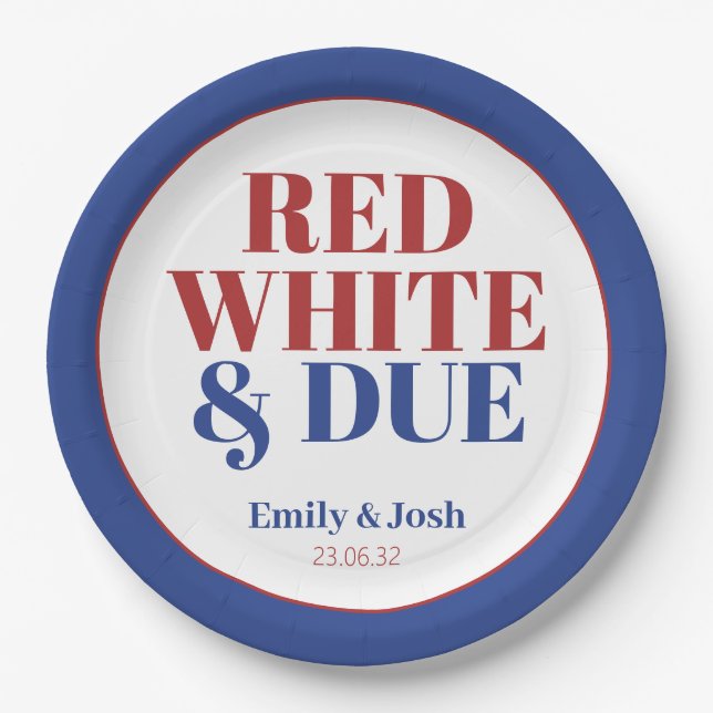 Bold Red White and Due 4th July USA Baby Shower  Paper Plate (Front)