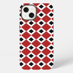 Bold Red, White, Black Diamond Pattern iPhone 13 Case