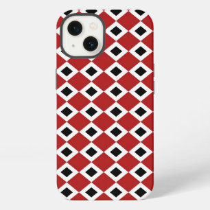 Bold Red, White, Black Diamond Pattern iPhone 13 Case