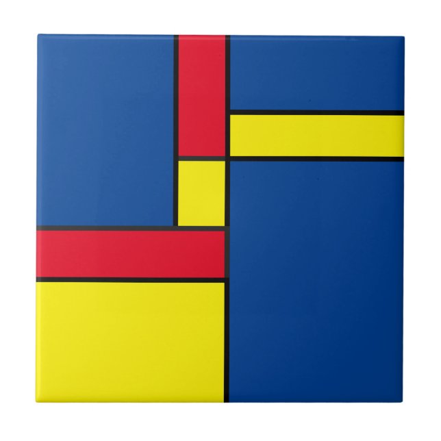 Bold Red Yellow and Blue Primary Colours Geometric Tile (Front)