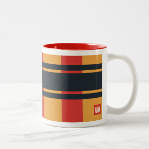 Bold Red Yellow Blue Plaid  Two-Tone Coffee Mug