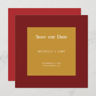 Bold Red Yellow Colour Block Abstract Wedding  Save The Date