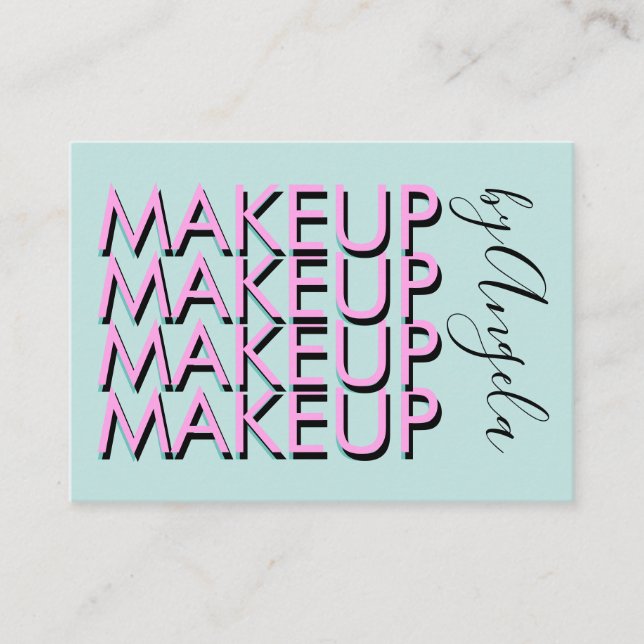  Bold Repeat Makeup Salon Nails Eyelashes   Pink Business Card (Front)