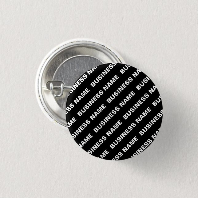Bold Repeating Editable Name | Simple Black White 3 Cm Round Badge (Front & Back)