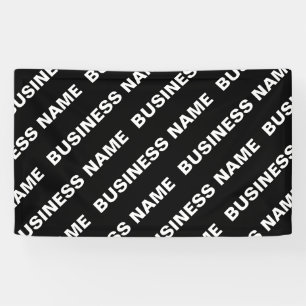 Bold Repeating Editable Name Simple Black White Banner