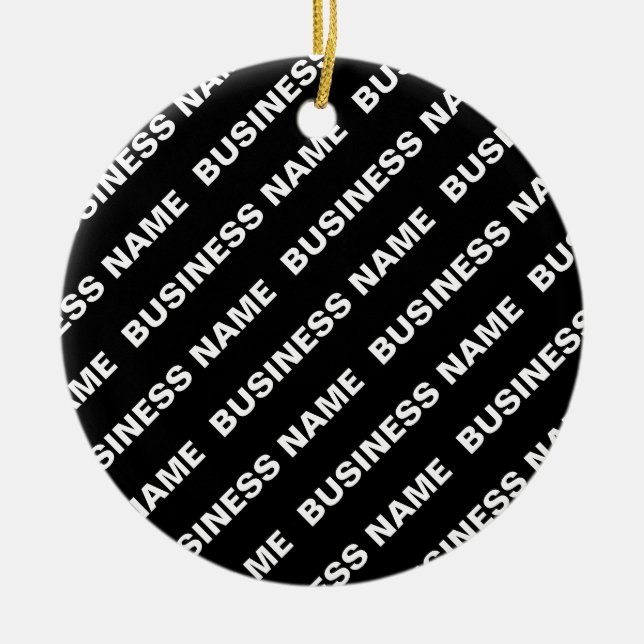 Bold Repeating Editable Name | Simple Black White Ceramic Tree Decoration (Front)