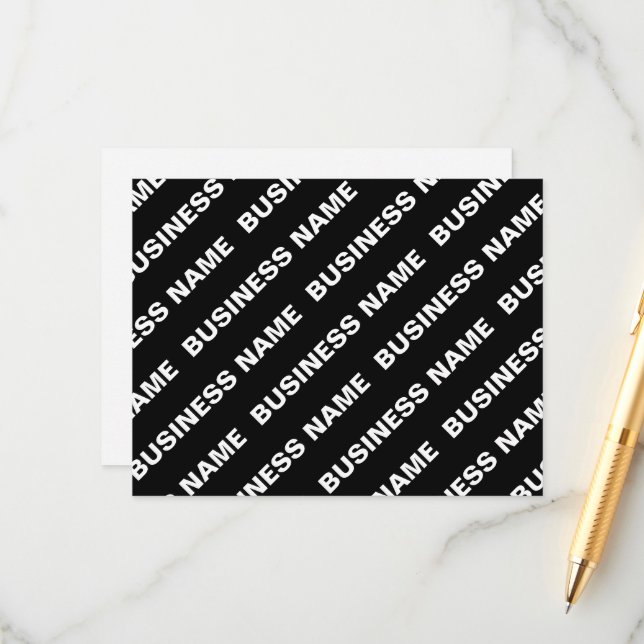 Bold Repeating Editable Name | Simple Black White Enclosure Card (Front/Back In Situ)