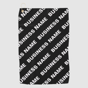 Bold Repeating Editable Name Simple Black White Golf Towel