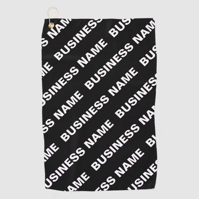 Bold Repeating Editable Name | Simple Black White Golf Towel (Front)