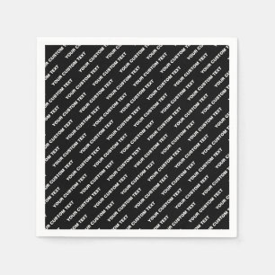 Bold Repeating Editable Name Simple Black White Napkin